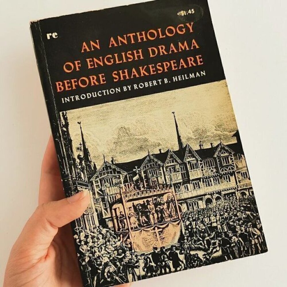 1961 Anthology of English Drama Before Shakespeare - Vintage School Book Reader